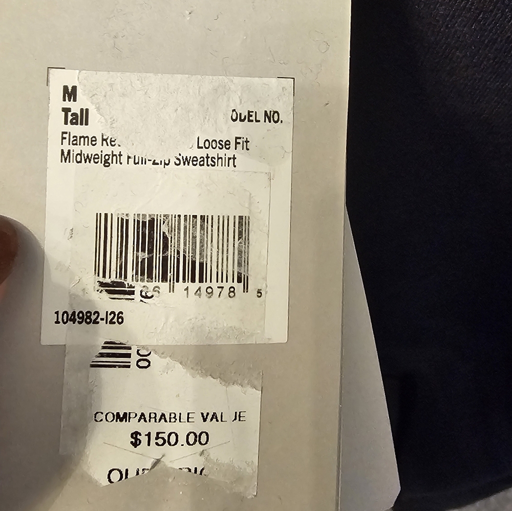Carhartt FR - CAT 3 - NWT Anti-Odor, Navy Blue Zip-Up Hoodie - Picture 4 of 8